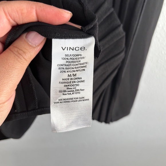 Vince Black Sleeveless Mixed Rib Sleeveless Mock Turtleneck Top - Picture 6 of 6